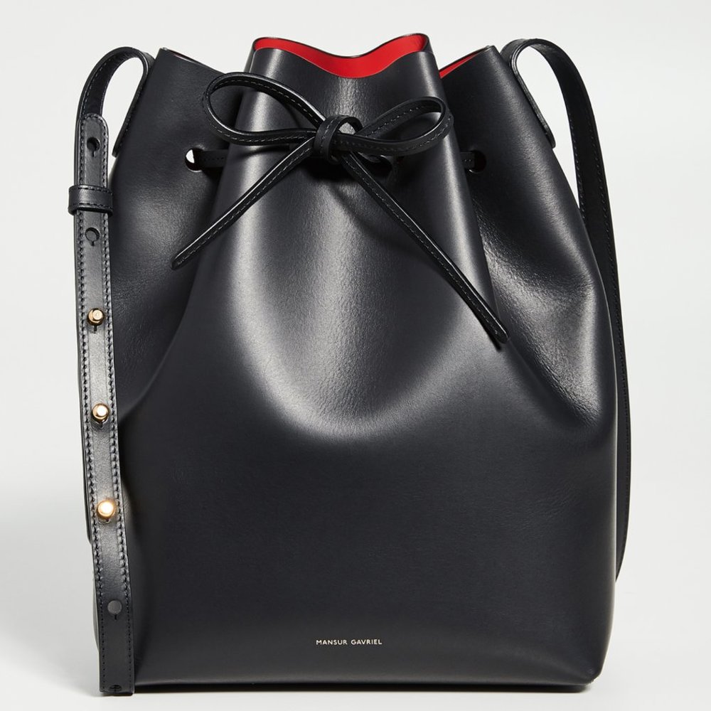 Mansur Gavriel Black and Flamma Red Bucket Bag